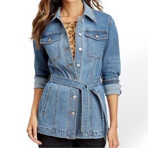 Maurices Belted Denim Trench Jacket NWT Womens 3X